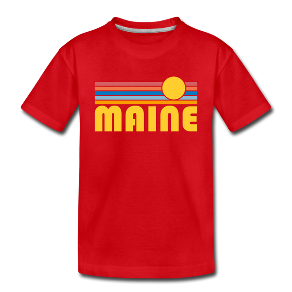 Maine Toddler T-Shirt - Retro Sun Maine Toddler Tee - red