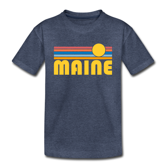 Maine Toddler T-Shirt - Retro Sun Maine Toddler Tee - heather blue