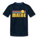Maine Toddler T-Shirt - Retro Sun Maine Toddler Tee - deep navy
