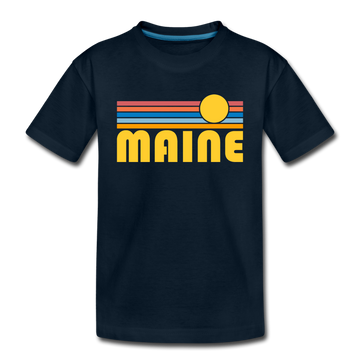Maine Toddler T-Shirt - Retro Sun Maine Toddler Tee - deep navy