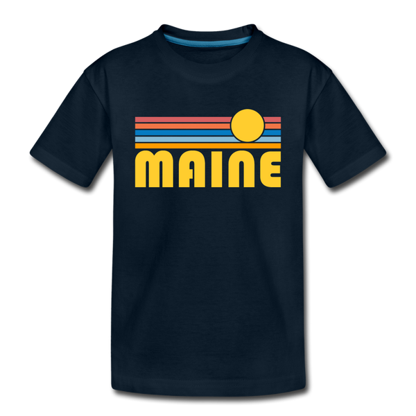 Maine Toddler T-Shirt - Retro Sun Maine Toddler Tee - deep navy