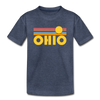Ohio Toddler T-Shirt - Retro Sun Ohio Toddler Tee - heather blue