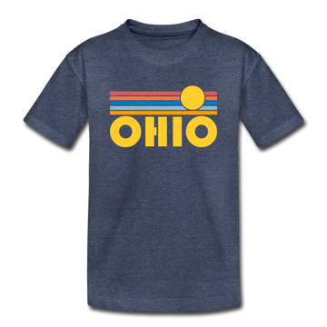 Ohio Toddler T-Shirt - Retro Sun Ohio Toddler Tee - heather blue