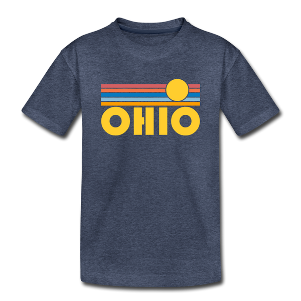 Ohio Toddler T-Shirt - Retro Sun Ohio Toddler Tee - heather blue