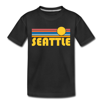 Seattle, Washington Toddler T-Shirt - Retro Sun Seattle Toddler Tee - black