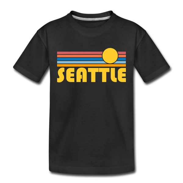 Seattle, Washington Toddler T-Shirt - Retro Sun Seattle Toddler Tee - black
