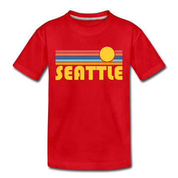 Seattle, Washington Toddler T-Shirt - Retro Sun Seattle Toddler Tee - red