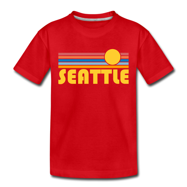 Seattle, Washington Toddler T-Shirt - Retro Sun Seattle Toddler Tee - red