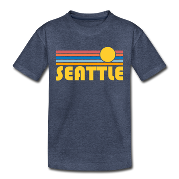Seattle, Washington Toddler T-Shirt - Retro Sun Seattle Toddler Tee - heather blue