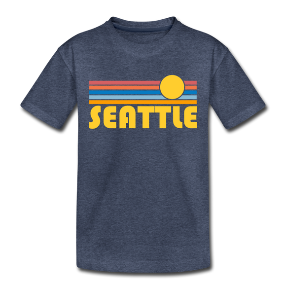 Seattle, Washington Toddler T-Shirt - Retro Sun Seattle Toddler Tee - heather blue