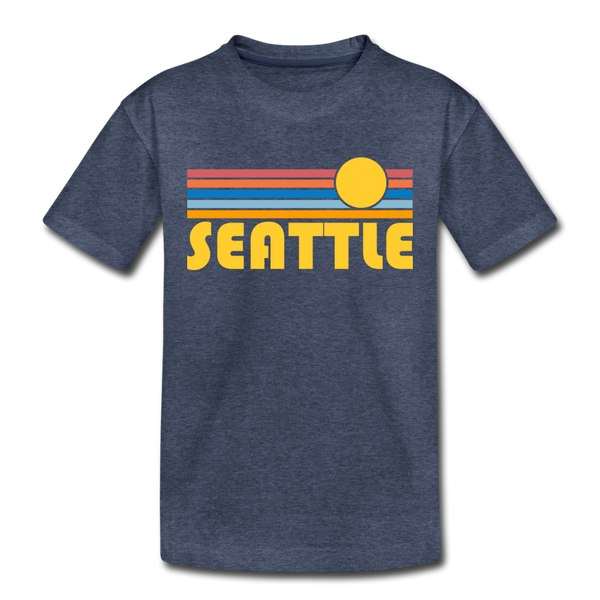 Seattle, Washington Toddler T-Shirt - Retro Sun Seattle Toddler Tee - heather blue