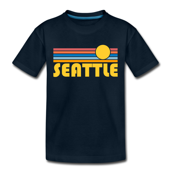 Seattle, Washington Toddler T-Shirt - Retro Sun Seattle Toddler Tee - deep navy