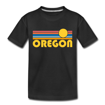 Oregon Toddler T-Shirt - Retro Sun Oregon Toddler Tee - black