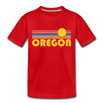 Oregon Toddler T-Shirt - Retro Sun Oregon Toddler Tee - red