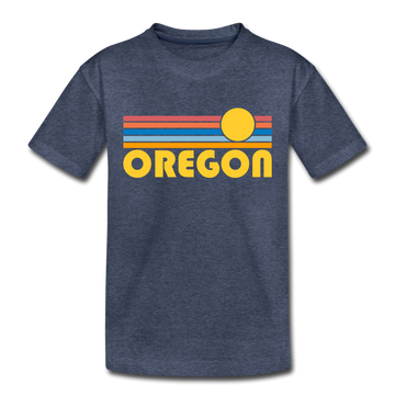 Oregon Toddler T-Shirt - Retro Sun Oregon Toddler Tee - heather blue