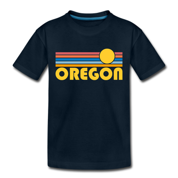 Oregon Toddler T-Shirt - Retro Sun Oregon Toddler Tee - deep navy