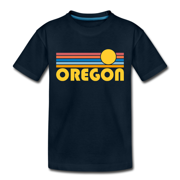 Oregon Toddler T-Shirt - Retro Sun Oregon Toddler Tee - deep navy