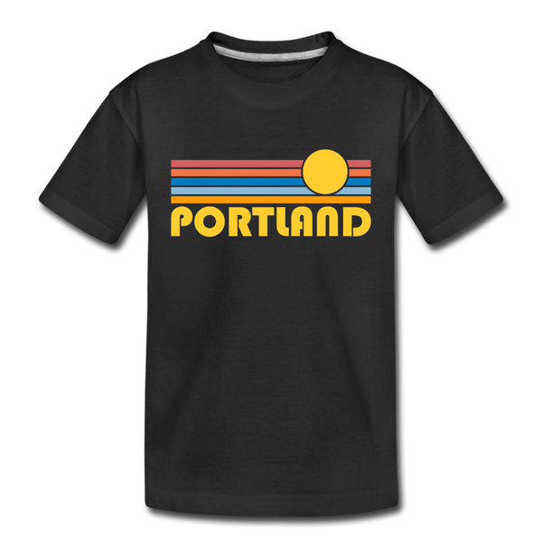 Portland, Oregon Toddler T-Shirt - Retro Sun Portland Toddler Tee - black