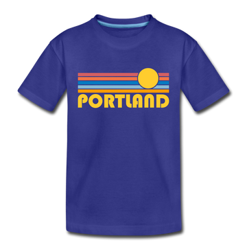 Portland, Oregon Toddler T-Shirt - Retro Sun Portland Toddler Tee - royal blue