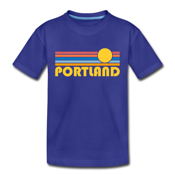Portland, Oregon Toddler T-Shirt - Retro Sun Portland Toddler Tee - royal blue