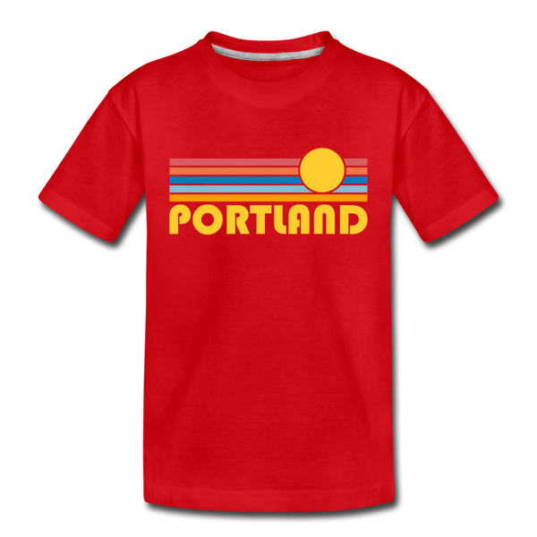 Portland, Oregon Toddler T-Shirt - Retro Sun Portland Toddler Tee - red