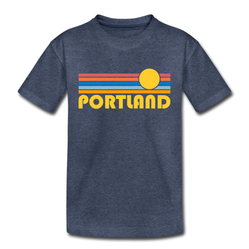 Portland, Oregon Toddler T-Shirt - Retro Sun Portland Toddler Tee - heather blue