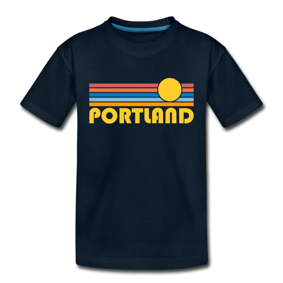 Portland, Oregon Toddler T-Shirt - Retro Sun Portland Toddler Tee - deep navy