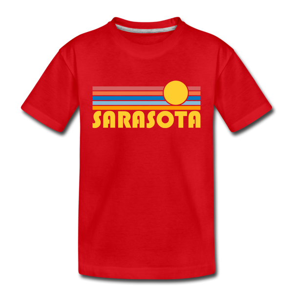 Sarasota, Florida Toddler T-Shirt - Retro Sun Sarasota Toddler Tee - red