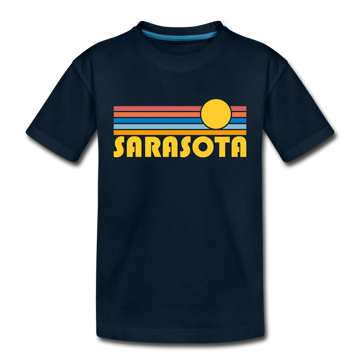Sarasota, Florida Toddler T-Shirt - Retro Sun Sarasota Toddler Tee - deep navy