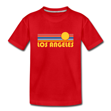 Los Angeles, California Toddler T-Shirt - Retro Sun Los Angeles Toddler Tee - red