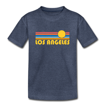 Los Angeles, California Toddler T-Shirt - Retro Sun Los Angeles Toddler Tee - heather blue
