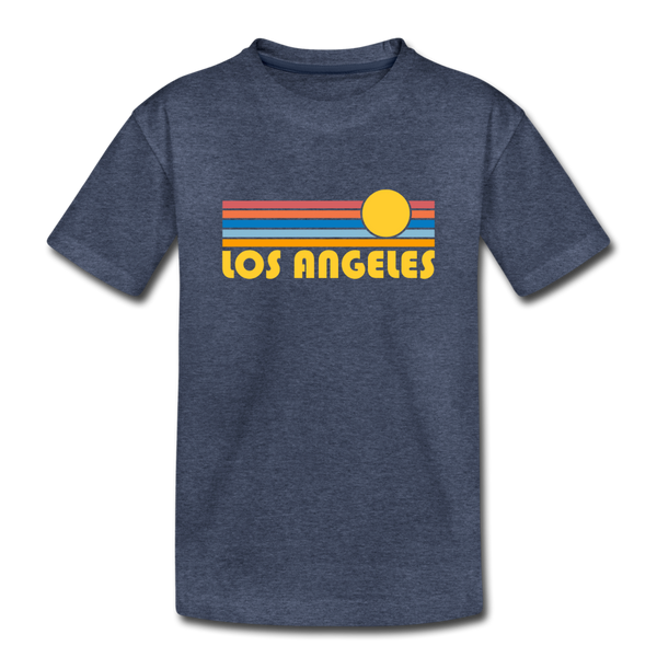 Los Angeles, California Toddler T-Shirt - Retro Sun Los Angeles Toddler Tee - heather blue