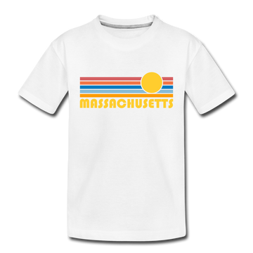 Massachusetts Toddler T-Shirt - Retro Sun Massachusetts Toddler Tee - white