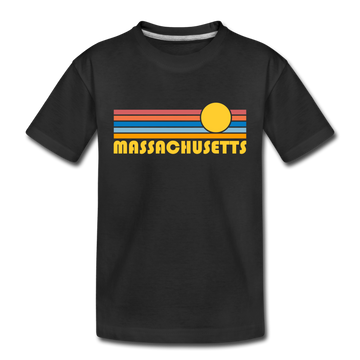 Massachusetts Toddler T-Shirt - Retro Sun Massachusetts Toddler Tee - black