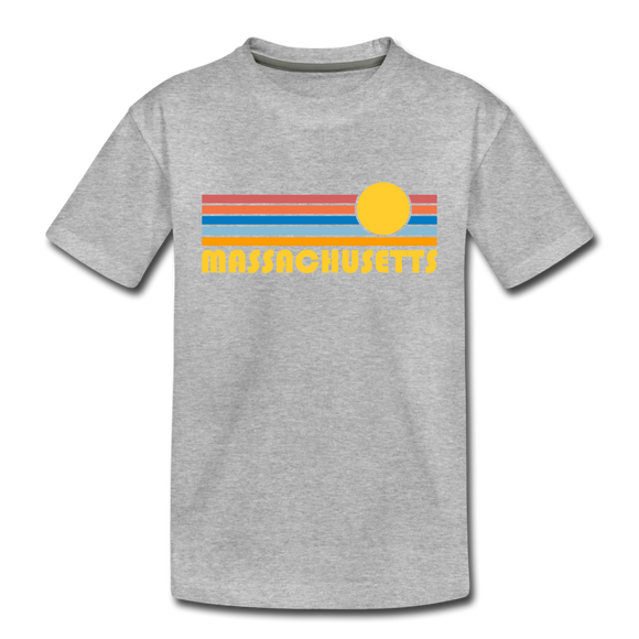 Massachusetts Toddler T-Shirt - Retro Sun Massachusetts Toddler Tee - heather gray