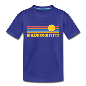 Massachusetts Toddler T-Shirt - Retro Sun Massachusetts Toddler Tee - royal blue