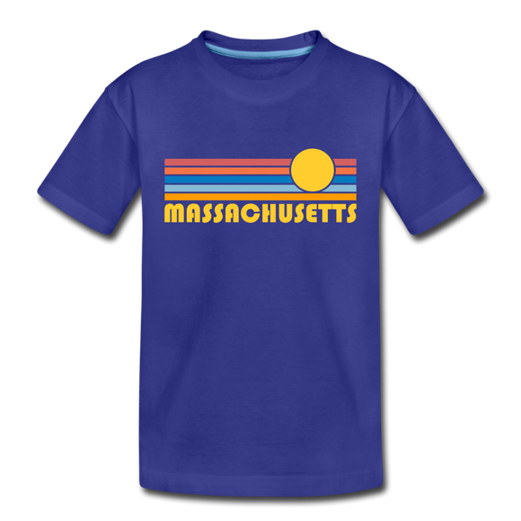 Massachusetts Toddler T-Shirt - Retro Sun Massachusetts Toddler Tee - royal blue