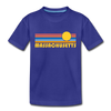 Massachusetts Toddler T-Shirt - Retro Sun Massachusetts Toddler Tee - royal blue