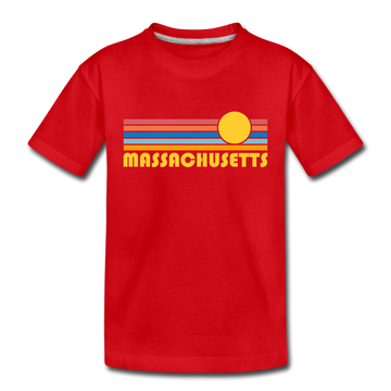 Massachusetts Toddler T-Shirt - Retro Sun Massachusetts Toddler Tee - red
