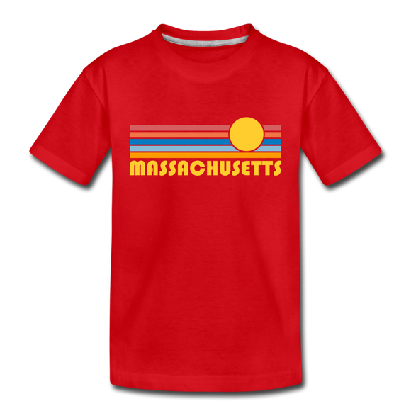 Massachusetts Toddler T-Shirt - Retro Sun Massachusetts Toddler Tee - red