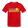 Massachusetts Toddler T-Shirt - Retro Sun Massachusetts Toddler Tee - red