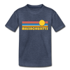 Massachusetts Toddler T-Shirt - Retro Sun Massachusetts Toddler Tee - heather blue