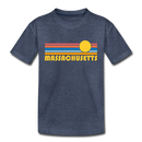 Massachusetts Toddler T-Shirt - Retro Sun Massachusetts Toddler Tee - heather blue