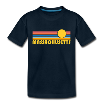 Massachusetts Toddler T-Shirt - Retro Sun Massachusetts Toddler Tee - deep navy