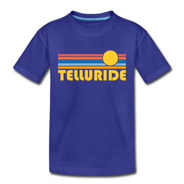 Telluride, Colorado Toddler T-Shirt - Retro Sun Telluride Toddler Tee - royal blue