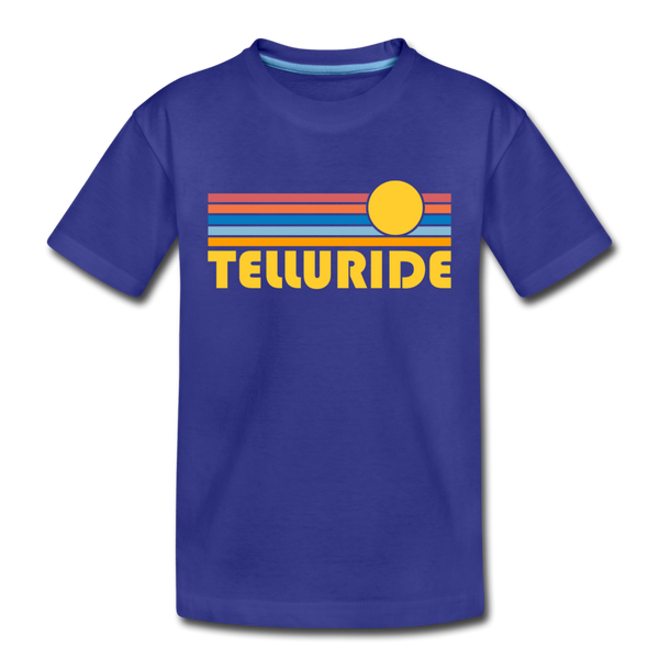 Telluride, Colorado Toddler T-Shirt - Retro Sun Telluride Toddler Tee - royal blue