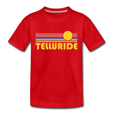 Telluride, Colorado Toddler T-Shirt - Retro Sun Telluride Toddler Tee - red