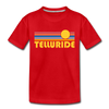 Telluride, Colorado Toddler T-Shirt - Retro Sun Telluride Toddler Tee - red