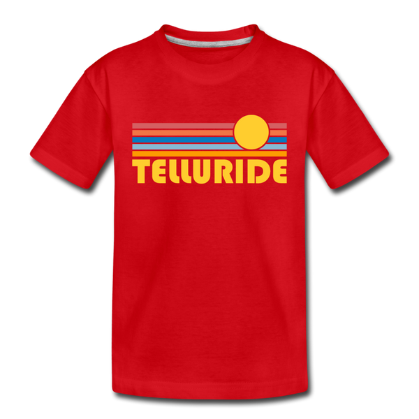 Telluride, Colorado Toddler T-Shirt - Retro Sun Telluride Toddler Tee - red