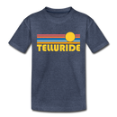 Telluride, Colorado Toddler T-Shirt - Retro Sun Telluride Toddler Tee - heather blue